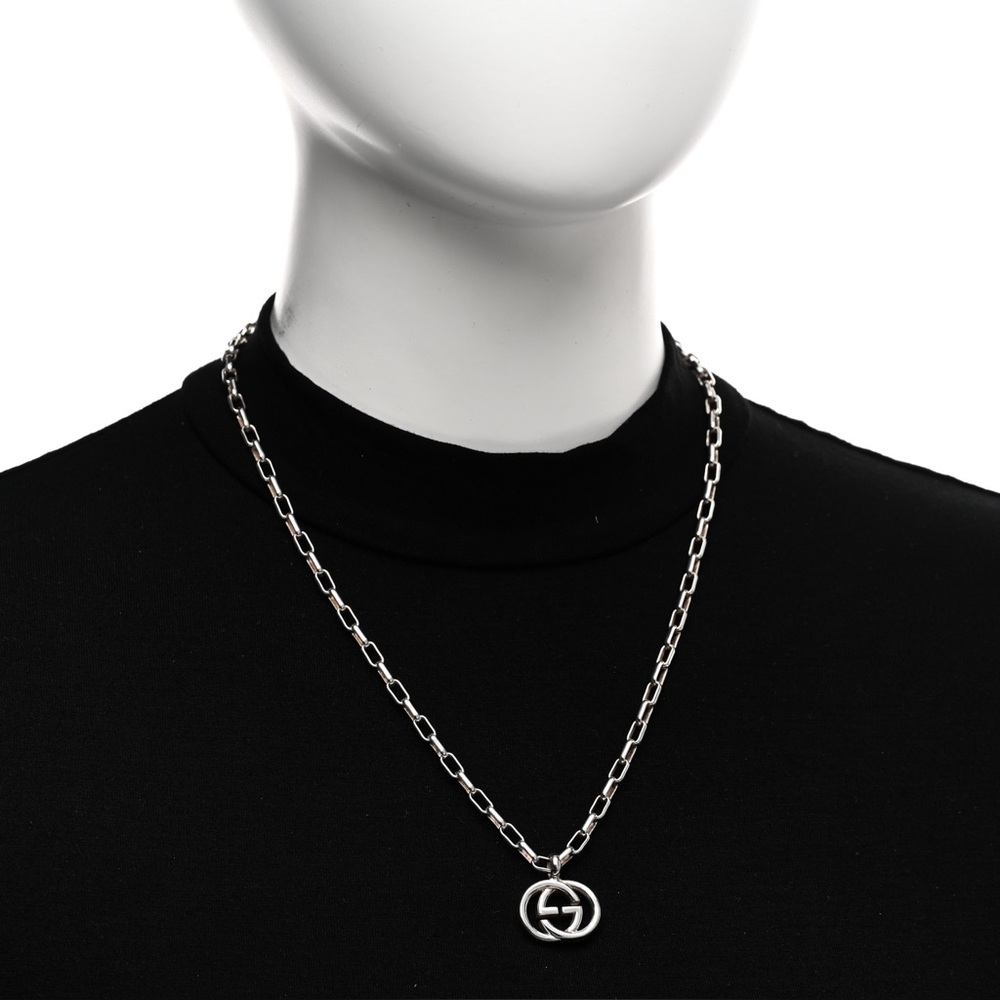 NIB Gucci Sterling Silver Interlocking G Pendant Necklace - Picture 4 of 10